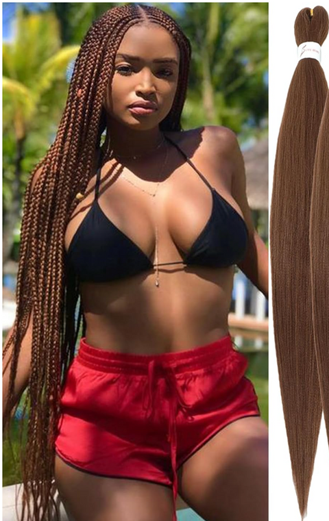 Rajout Cheveux Tressés Pré-étirés vendus par lot de 3, longueur 30".