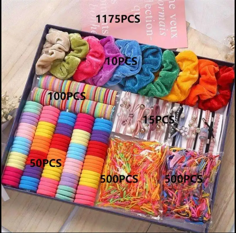 1175 pieces de variétés de chouchous,barettes, élastiques