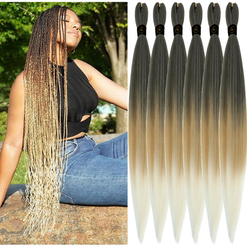 Rajout Cheveux Tressés Pré-étirés vendus par lot de 3, longueur 30".